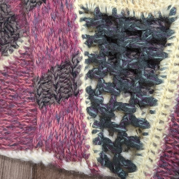 Diesel Alpaca Mohair Wool Blend Patchwork Loose Knit Wrap Sweater Size Large - Picture 8 of 10